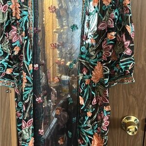 Rebellion Sheer Kimono with Floral Embroidery